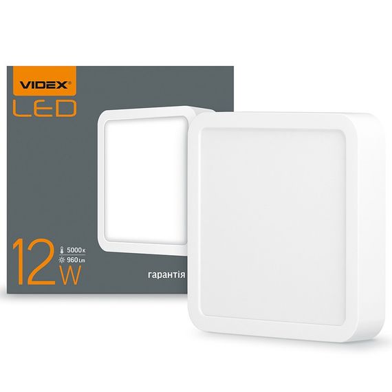 Точечный светильник VIDEX 12W 5000K VL-DLSS-125 накладной квадратный | Зображення 1