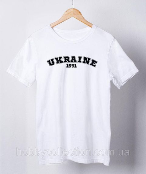 Футболка жіноча із патріотичним принтом "UKRAINE 1991" біла