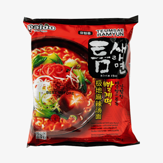 Корейська локшина  TEUMSAE екстремально гострий Рамен 120г Paldo 648436100613