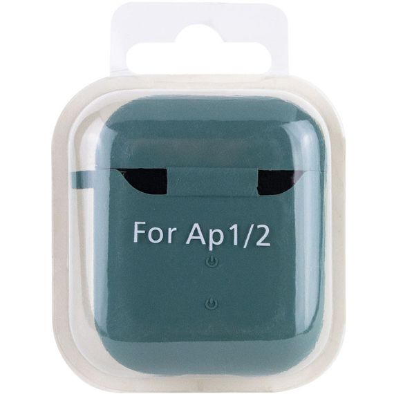 Силиконовый футляр с микрофиброй для наушников Airpods 1/2 Зеленый / Pine green | Зображення 4