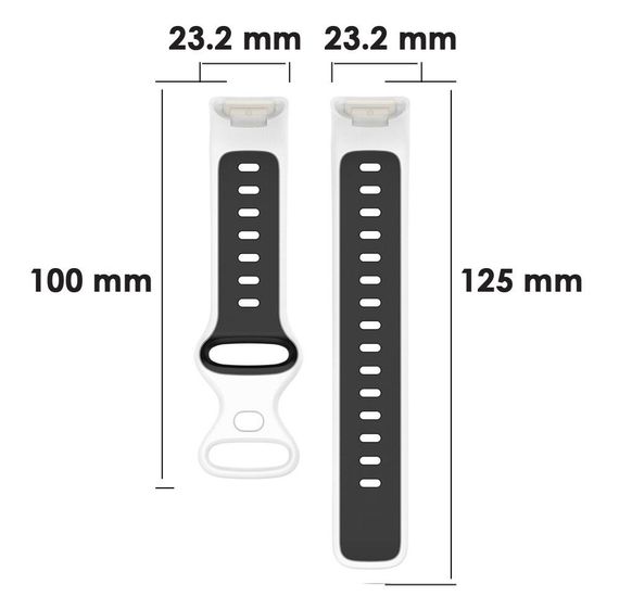 Силіконовий ремінець Primolux Sport для фітнес браслета Fitbit Charge 5 / Charge 6 - White&Black / розмір М | Зображення 5