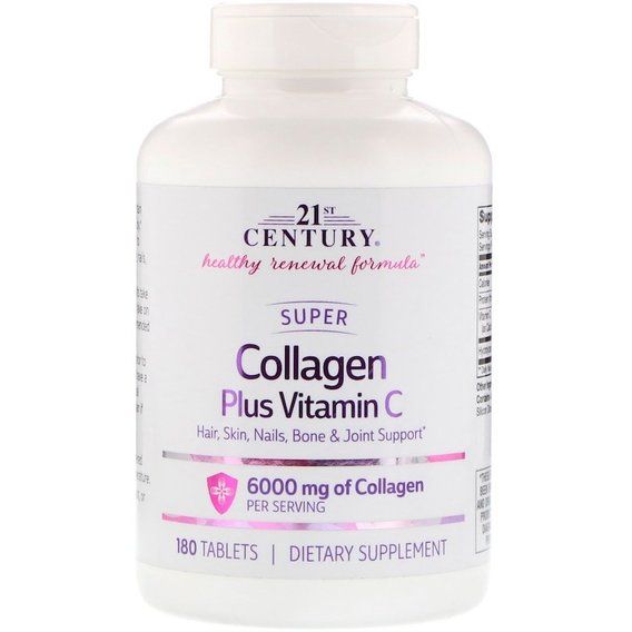 Коллаген 21st Century Super Collagen Plus Vitamin C 6000 mg 180 Tabs
