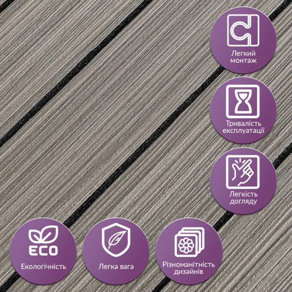 Покриття вінілове самоклеюче 3D рейки 600х600х2,8мм SW-00003245 | Зображення 4