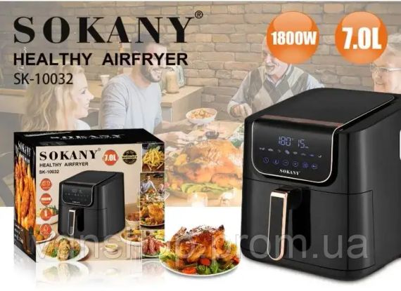 Аэрофритюрница 7л, 1800Вт, Sokany SK-10032 / Сенсорная мультипечь / Домашний аэрогриль | Зображення 1