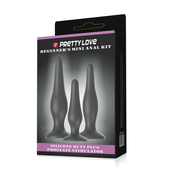 Набір анальних пробок - Pretty Love Begginer's Mini Anal Kit Black sexstyle | Зображення 7