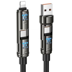 Дата кабель Hoco U143 Joy 4in1 USB to Lightning/Type-C to Type-C 240W (1.2m) Black