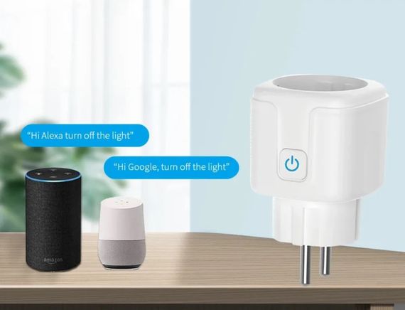 Розумна Wi-Fi розетка 16А з енергометром, таймером, Tuya Smart і Smart Life сумісна з Google Home та Alexa - White | Зображення 5