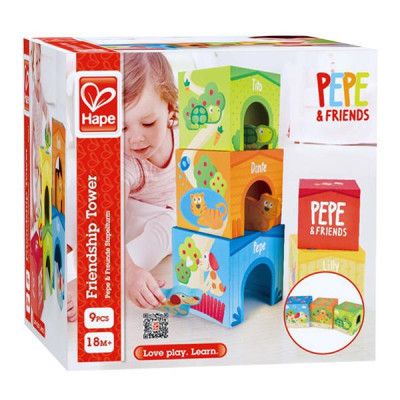 Развивающая игрушка Hape деревянные кубики Башня со зверьками (E0451) - Топ Продаж!