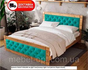 Ліжко двоспальне Natali 160x200 см Дуб Тахо/велюр Light Teal (м'ятно бірюзовий) вибір кольору оббивки
