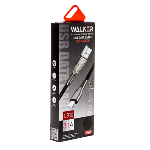 Кабель USB Type-C WALKER C910 3,1А 1м чорний | Зображення 1