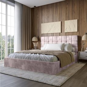 Двоспальне дерев'яне ліжко з м'яким узголів'ям LION Піксі Silk 402 (Лотус) 180х200 см (LION-044266)