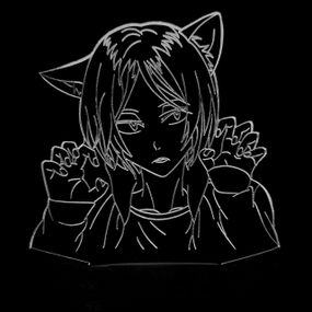 Акриловый светильник-ночник Девушка кошка белый tty-n000993