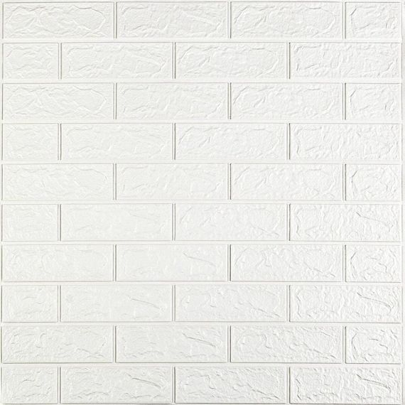 Самоклеюча декоративна 3D панель під білу матову цеглу 3D Loft 700x770x2 мм