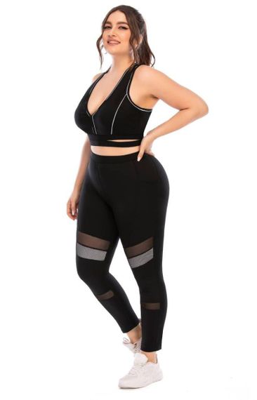 Фітнес костюм plus size з вставками з сітки | Зображення 3