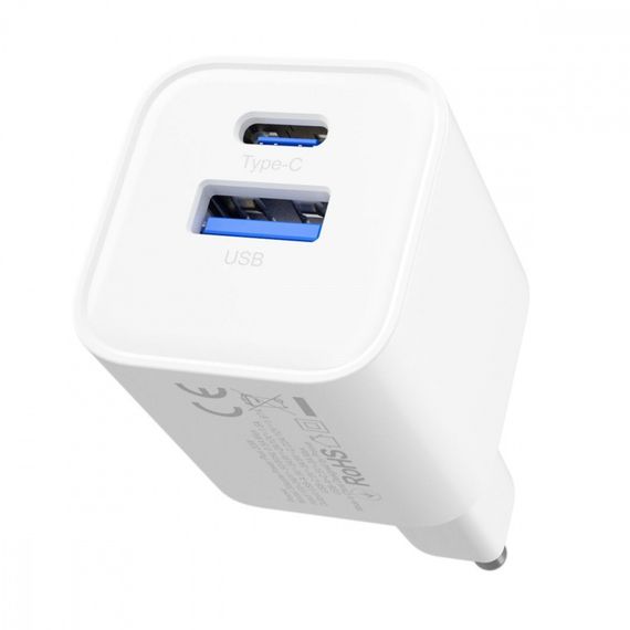 Мережевий зарядний пристрій Proove Silicone Power Plus 20W (Type-C + USB), Білий | Зображення 5