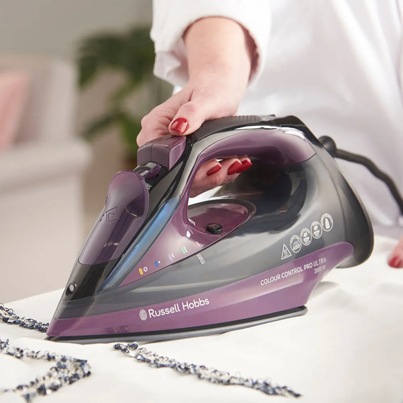 Праска Russell Hobbs Colour Control Pro Ultra, 2800Вт, 380мл, паровий удар -195гр, самоочищення, індик.температури, керам. підошва, сіро-фіолетовий (27281-56) | Зображення 2