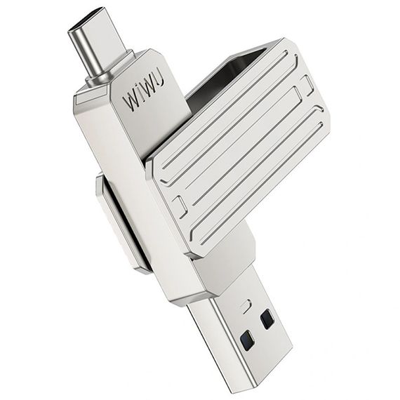 Флеш-накопитель Wiwu Wi-FD001 3in1 (USB-A/C/L) USB 3.0 — 64GB Silver