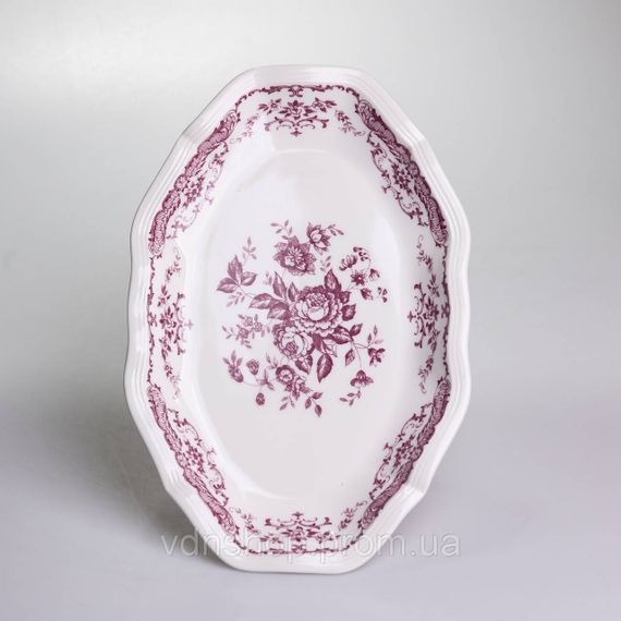 Столовий набір посуду тарілок і чашок 32 предмети на 6 персон «Бордовий Меандр» порцеляновий YY78-3A | Зображення 5