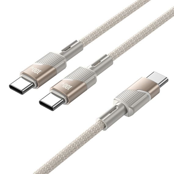 Дата кабель Hoco U139 2in1 Type-C to Type-C/Type-C 100W (1.2m) Gold | Зображення 2