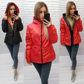 Куртка двостороння, арт.185, чорний / червоний