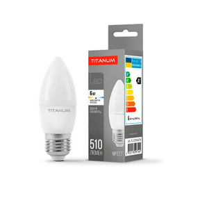 Лампа LED C37 6W E27 4100К 220V Titanum