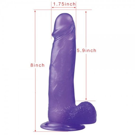 Фалоімітатор з мошонкою - Jelly Studs Crystal Dildo Large 8" Purple Sex Aura | Зображення 4