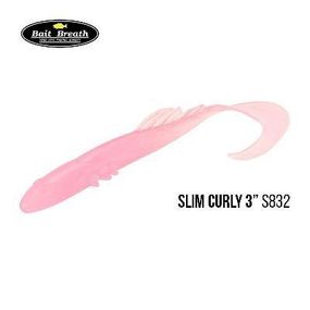 Силиконовая приманка, Съедобный силикон Bait Breath BeTanCo Slim Curly 3" (8шт) (S832 Grow Pink ／Keime light)