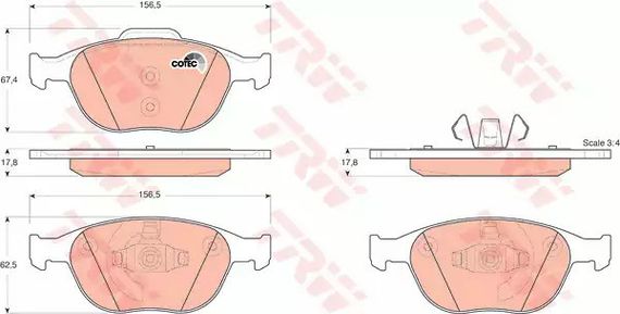 Гальмівні колодки дискові FORD FOCUS (DAW, DBW, DNW), TRANSIT передн. , TRW (GDB1532)