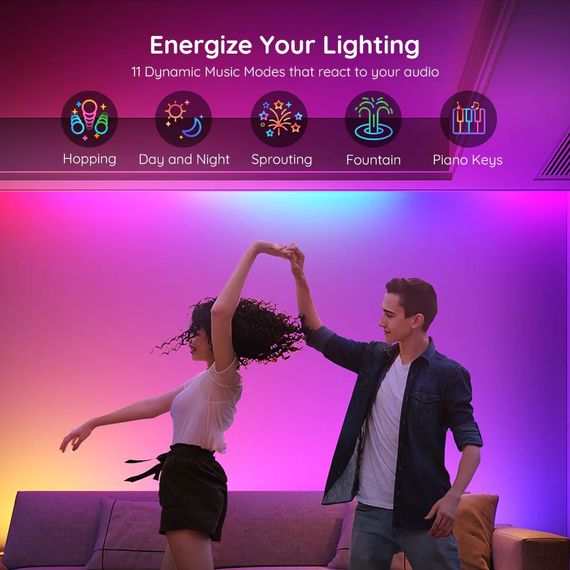 Стрічка світлодіодна Govee  розумна H618С RGBIC Basic Wi-Fi + Bluetooth LED Strip Light 10м Білий (H618C3D1) | Зображення 7