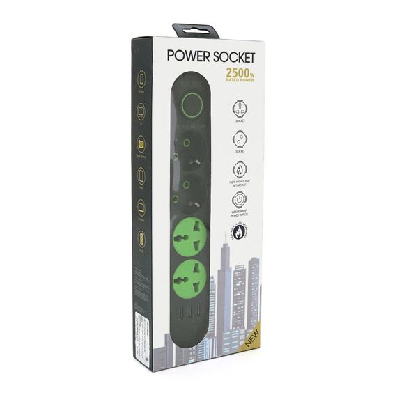 Мережевий фільтр F01U, 2 розетки EU + 2 розетки Universal + 3 USB, 1.5 арт.11577 | Зображення 1