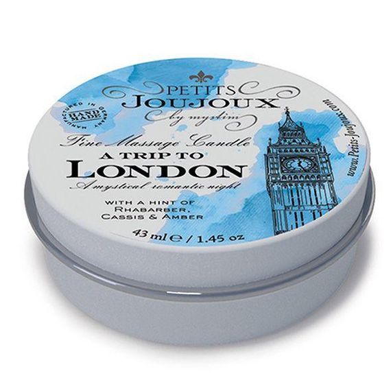 Масажна свічка з афродизіаками Petits Joujoux - London - Rhubarb, Cassis and Ambra, 43мл