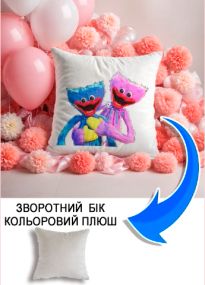 Подушка плюшева Мерч Крафт Дизайн з принтом Міссі сірий плюш квадратна 33х33 см
