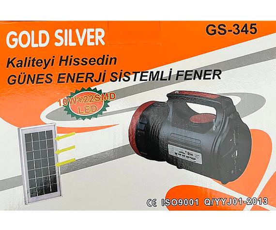 Ліхтар автономний багатофункціональний на сонячній батареї Gold Silver GS-345 10W+22 SMD LED з радіо, Power bank та MP3 чорний (GS-345_1763) | Зображення 6