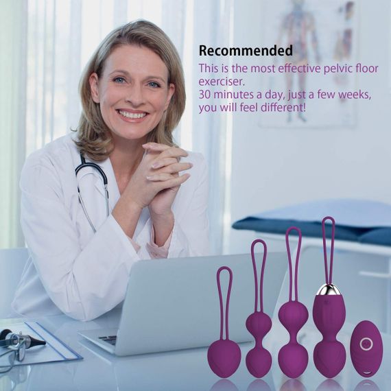 Набір вагінальних віброкульок Every Night Toys Beata, 4 шт, з дистанційним пультом, бузковий Sex Aura | Зображення 1