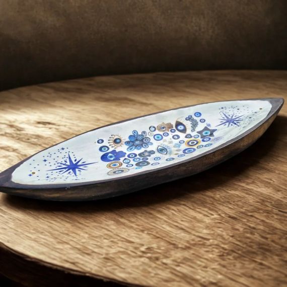 Емалевa підставка під пахощі з мангового дерева Око Назар 29,5×7,5×2,5 см ZEN Aroma 5056368352591 | Зображення 3