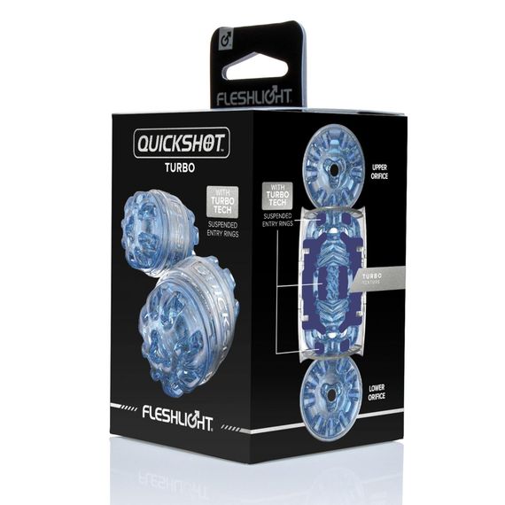 Мастурбатор Fleshlight Quickshot Turbo Blue Ice, компактний, наскрізний, підійде для пар та мінету | Зображення 5