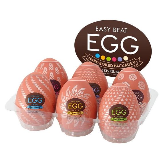 Набор мастурбаторов-яиц Tenga Egg Hard Boilded II Pack (6 яиц), плотный TPE, выпуклая текстура