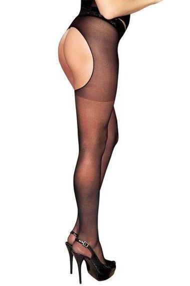 Колготки-панчохи з поясом Anne De Ales LOLA T1 Black, з доступом і відкритою попою sexstyle | Зображення 1