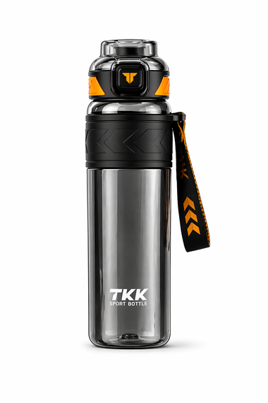 Спортивная бутылка TKK 1000 мл (1 л) - Черная Tritan BPA-free, ударопрочная эко-бутылка с антискользящим грипом