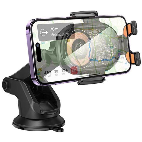 Автотримач з БЗП Hoco HW34 Blue whale 3-axis linkage wireless 15W (center console) Black | Зображення 2