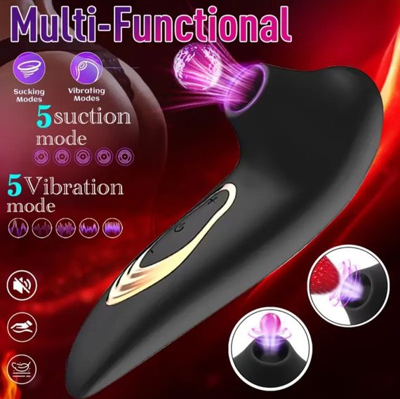Преміум вібратор для клітора з присоском, стимулятор сосків, 10 режимів вібрації. Чорний | Зображення 4