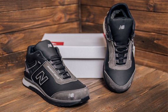 шкіряні зимові кросівки New Balance колір сірий /чорний | Зображення 3