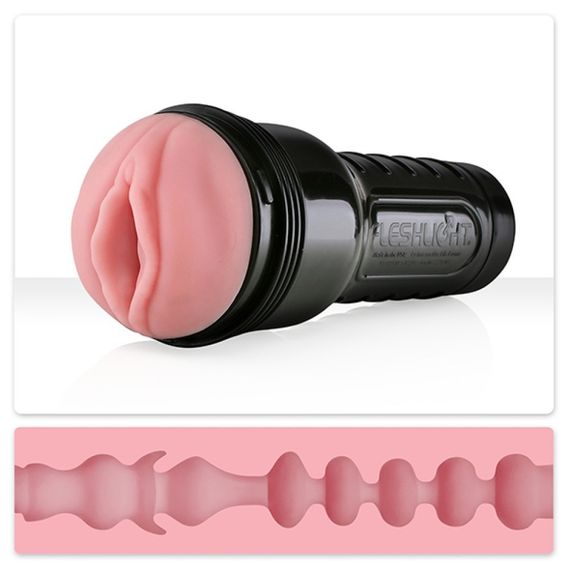 Мастурбатор вагіну в колбі Fleshlight Pink Lady Mini-Lotus, з рельєфом, кібершкіра, бежевий Sex Aura | Зображення 1