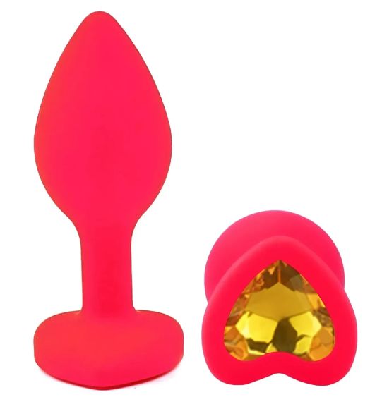 Силіконова анальна пробка EGZO - Silicone Pink Heart Plug Yellow, size S Sex Aura | Зображення 1