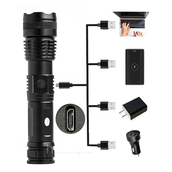 Потужний тактичний ліхтар USB 1500Lm до 1200 м ZOOM XPRO BLX71-P90 (234566288_270) | Зображення 5