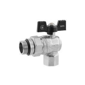 Кран-американка кульовий кутовий Kroner 3/4" ВЗ PN40 метелик, нікельований