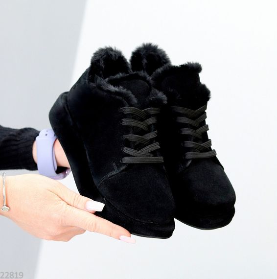 Мега стильные теплые черные туфли автоледи натуральная замша цвет на выбор | Зображення 3