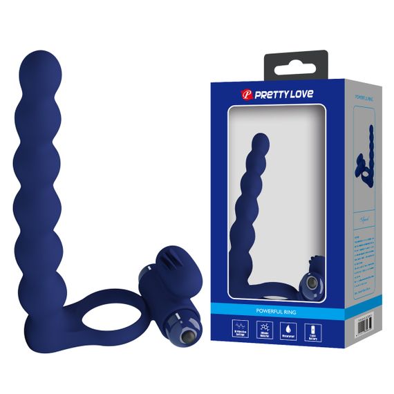 Насадка для анального сексу з вібрацією Pretty Love Vibro Cock Ring Blue sexstyle