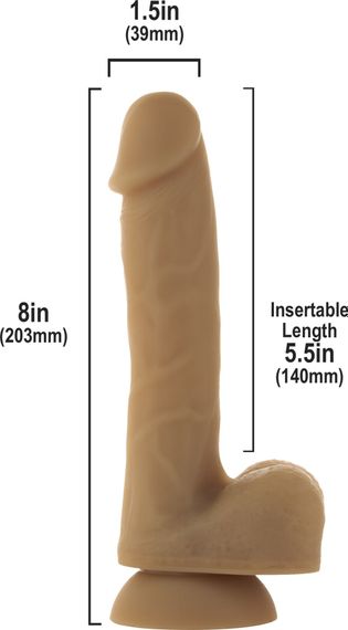 Гнучкий фалоімітатор на присосці ADDICTION — ANDREW 8″ Silicone Dong — Caramel, віброкуля в подаруно | Зображення 1