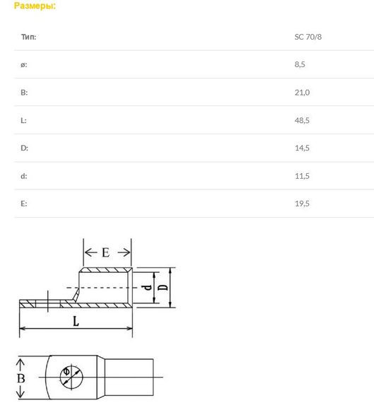 Наконечник мідний луджений SC 70/8 Ny95501033 | Зображення 3